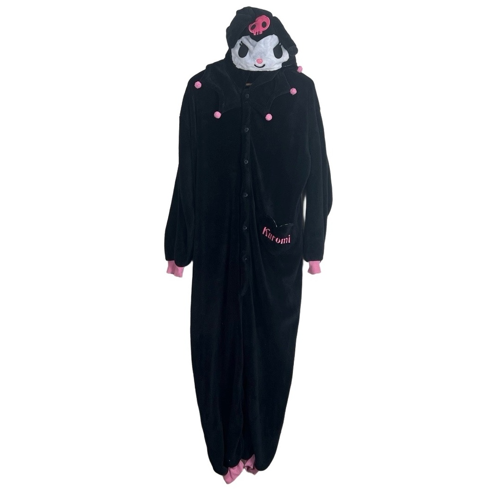 Sanrio Kuromi Onesie Cosplay One Size Black‎ Plush Hood Jumpsuit Anime Whimsical